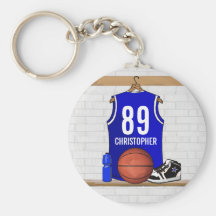 Basket-ball bleu personnalisé Jersey Porte-clé
