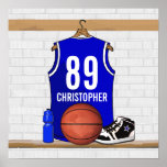 Basket-ball bleu personnalisé Jersey Poster