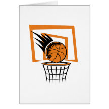 Basket-ball dans le panier carte de vœux