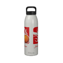 Basket-ball flamboyant personnalisé noir et blanc bouteille d'eau réutilisable
