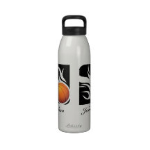 Basket-ball flamboyant personnalisé noir et blanc bouteille