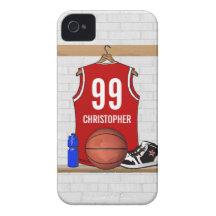 Basket-ball personnalisé Jersey (rouge) Étui iPhone 4