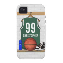 Basket-ball personnalisé Jersey (vert) iPhone 4 Case