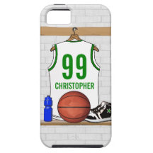 Basket-ball personnalisé Jersey (whitegreen) Étuis iPhone 5