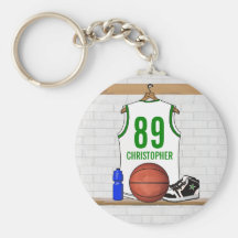 Basket-ball personnalisé Jersey (whitegreen) Porte-clefs