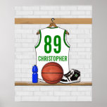 Basket-ball personnalisé Jersey (whitegreen) Affiches