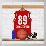 Basket-ball rouge personnalisé Jersey Posters