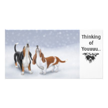 Bassets personnalisables hurlant le carte photo cartes de vœux avec photo