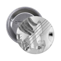Bassiste, basse et main, image négative badges avec agrafe