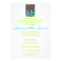 Bat mitzvah - arbre rouge des coeurs en baisse de  invitation