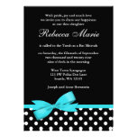 Bat mitzvah bleu et noir turquoise d'arc de pois invitations