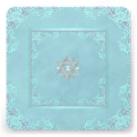 Bat mitzvah bleu pourpre et turquoise de lavande invitations