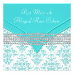 Bat mitzvah bleu turquoise de damassé bristol