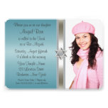 Bat mitzvah bleu turquoise de photo invitation personnalisable