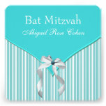 Bat mitzvah bleu turquoise invitation personnalisable