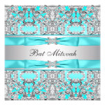 Bat mitzvah bleu turquoise invitations