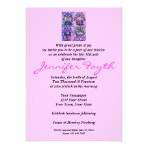 Bat mitzvah - cru rose Tapastry de quatre Hamsa Faire-parts