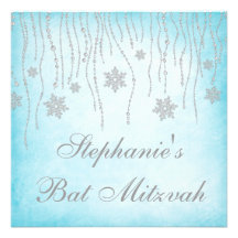 Bat mitzvah de flocons de neige de diamant du pays invitations personnalisées