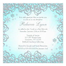 Bat mitzvah de flocons de neige de remous du pays  invitation personnalisable