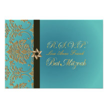 Bat mitzvah de rsvp de PixDezines+damassé d'or de  Invitations Personnalisables