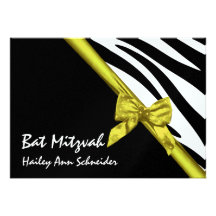 Bat mitzvah doré de satin et de rayures faire-parts