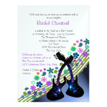 Bat mitzvah génial de musique de guitare invitations