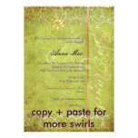 Bat mitzvah grunge/vert/or de damassé invitations personnalisées