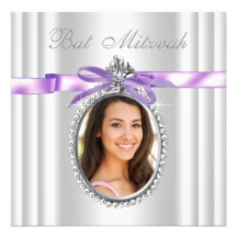 Bat mitzvah pourpre de photo de lavande faire-parts