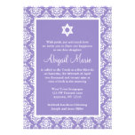 Bat mitzvah pourpre et blanc d'étoile de David de  Invitation Personnalisée