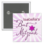 Bat mitzvah rose et pourpre de starburst badges