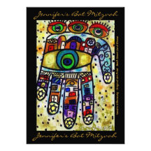 Bat mitzvah - sable Hamsa de désert de batik Invitation