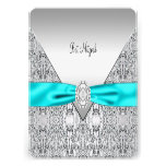 Bat mitzvah turquoise argenté bleu turquoise invitation personnalisable