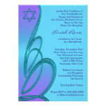 Bat mitzvah turquoise pourpre d'étoile de David Invitations Personnalisées