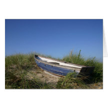 Bateau à la plage cartes de vœux