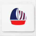 Bateau à voile bleu blanc rouge tapis de souris