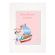 Bateau à voile de cigogne - invitation rose de bab