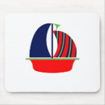 Bateau à voile rouge vert de marine tapis de souris