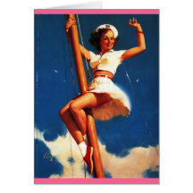 Bateau à voile vintage de Gil Elvgren naviguant le Cartes