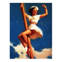 Bateau à voile vintage de Gil Elvgren naviguant le Carte Postale