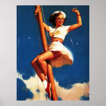 Bateau à voile vintage de Gil Elvgren naviguant le Poster
