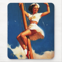 Bateau à voile vintage de Gil Elvgren naviguant le Tapis De Souris