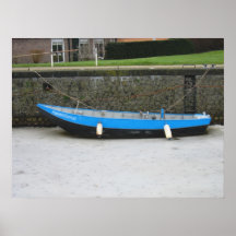 Bateau de canal sur l'affiche de photo de glace