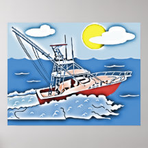 Bateau de pêche sur les hautes mers posters