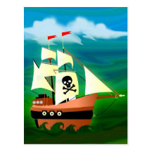 Bateau de pirate carte postale