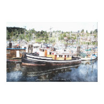 Bateau de traction subite pêchant l'art canadien d toile tendue sur châssis