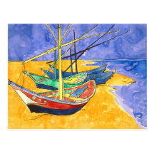 Bateaux de pêche de Van Gogh sur des beaux-arts de Carte Postale