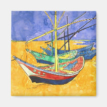 Bateaux de pêche de Van Gogh sur des beaux-arts de Magnets Pour Réfrigérateur
