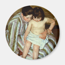 Bath de l'enfant de Mary Cassatt (circa 1892) Aimant Pour Réfrigérateur