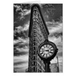 Bâtiment et horloge de Flatiron en noir et blanc Cartes De Vœux