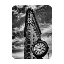 Bâtiment et horloge de Flatiron en noir et blanc Magnets En Vinyle
